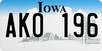 IA license plate AKO196
