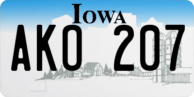 IA license plate AKO207