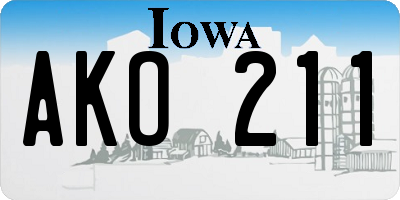 IA license plate AKO211