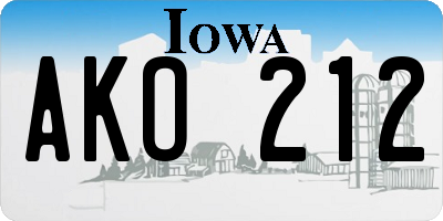 IA license plate AKO212