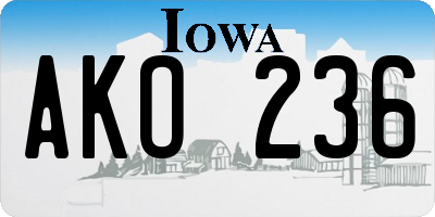IA license plate AKO236