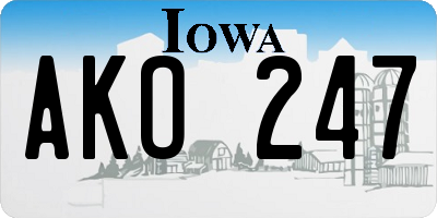IA license plate AKO247