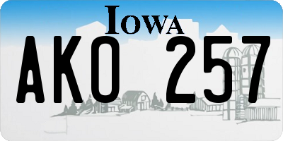IA license plate AKO257
