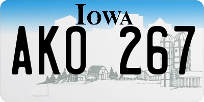 IA license plate AKO267