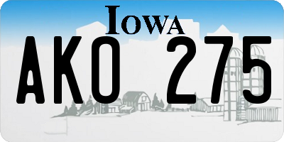 IA license plate AKO275