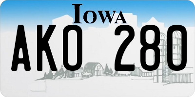 IA license plate AKO280