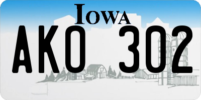 IA license plate AKO302