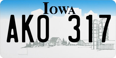 IA license plate AKO317