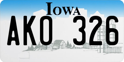 IA license plate AKO326