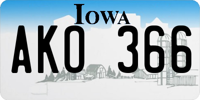 IA license plate AKO366