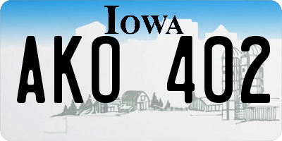 IA license plate AKO402