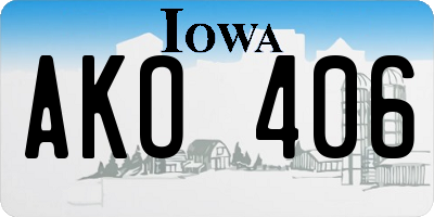 IA license plate AKO406