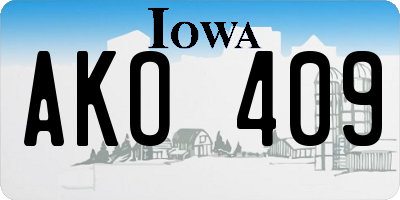 IA license plate AKO409