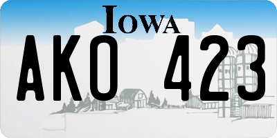 IA license plate AKO423