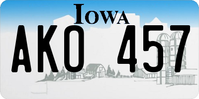 IA license plate AKO457