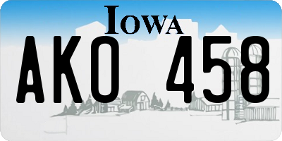 IA license plate AKO458