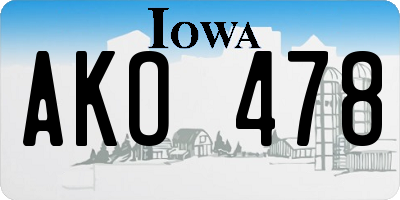 IA license plate AKO478