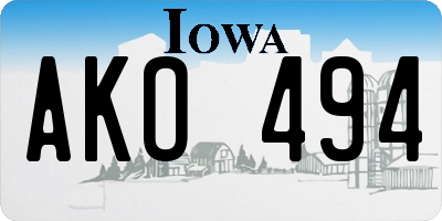 IA license plate AKO494