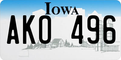 IA license plate AKO496