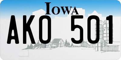 IA license plate AKO501