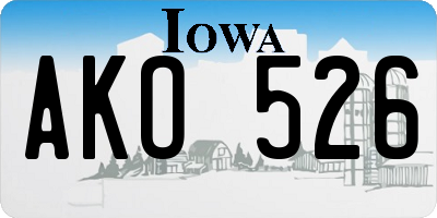 IA license plate AKO526
