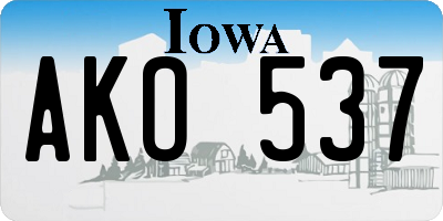 IA license plate AKO537