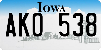 IA license plate AKO538