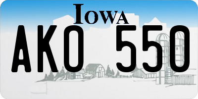 IA license plate AKO550
