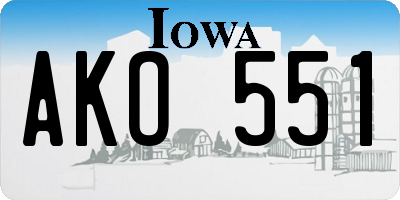 IA license plate AKO551