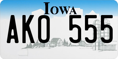 IA license plate AKO555