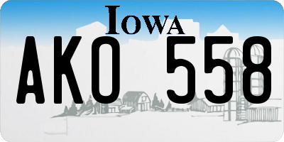 IA license plate AKO558