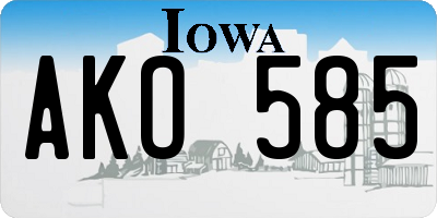 IA license plate AKO585