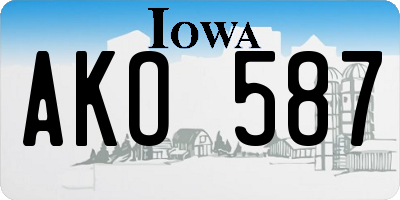 IA license plate AKO587