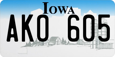 IA license plate AKO605