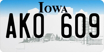 IA license plate AKO609