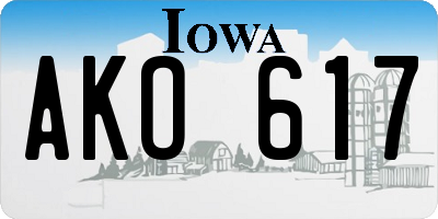 IA license plate AKO617