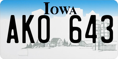 IA license plate AKO643