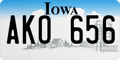 IA license plate AKO656