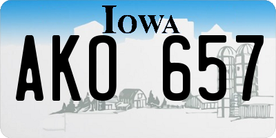 IA license plate AKO657