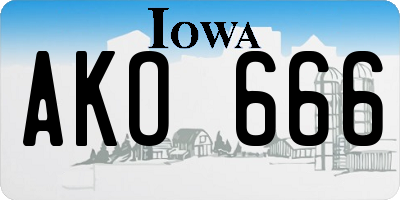 IA license plate AKO666