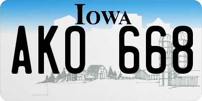 IA license plate AKO668