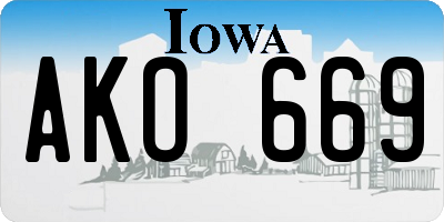 IA license plate AKO669