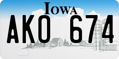 IA license plate AKO674