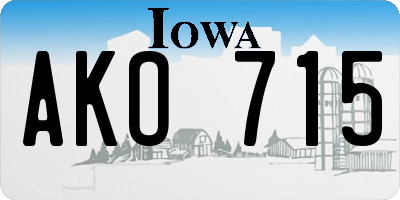 IA license plate AKO715