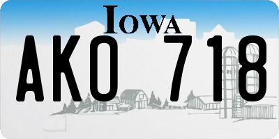 IA license plate AKO718