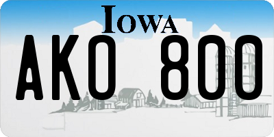 IA license plate AKO800