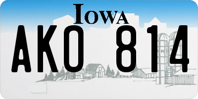 IA license plate AKO814