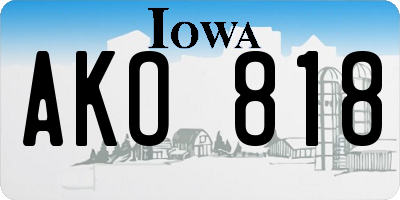 IA license plate AKO818