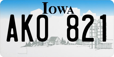 IA license plate AKO821