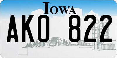 IA license plate AKO822